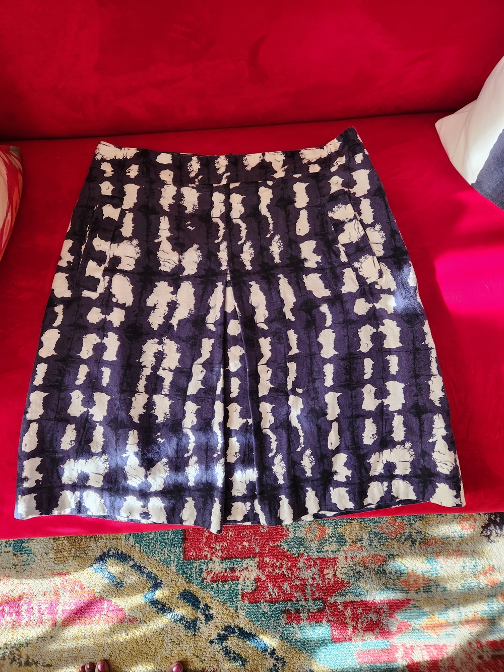 Alexandra Bartlett Navy and White Printed Mini Skirt